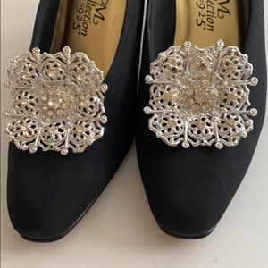 Vintage big silver shoe clips